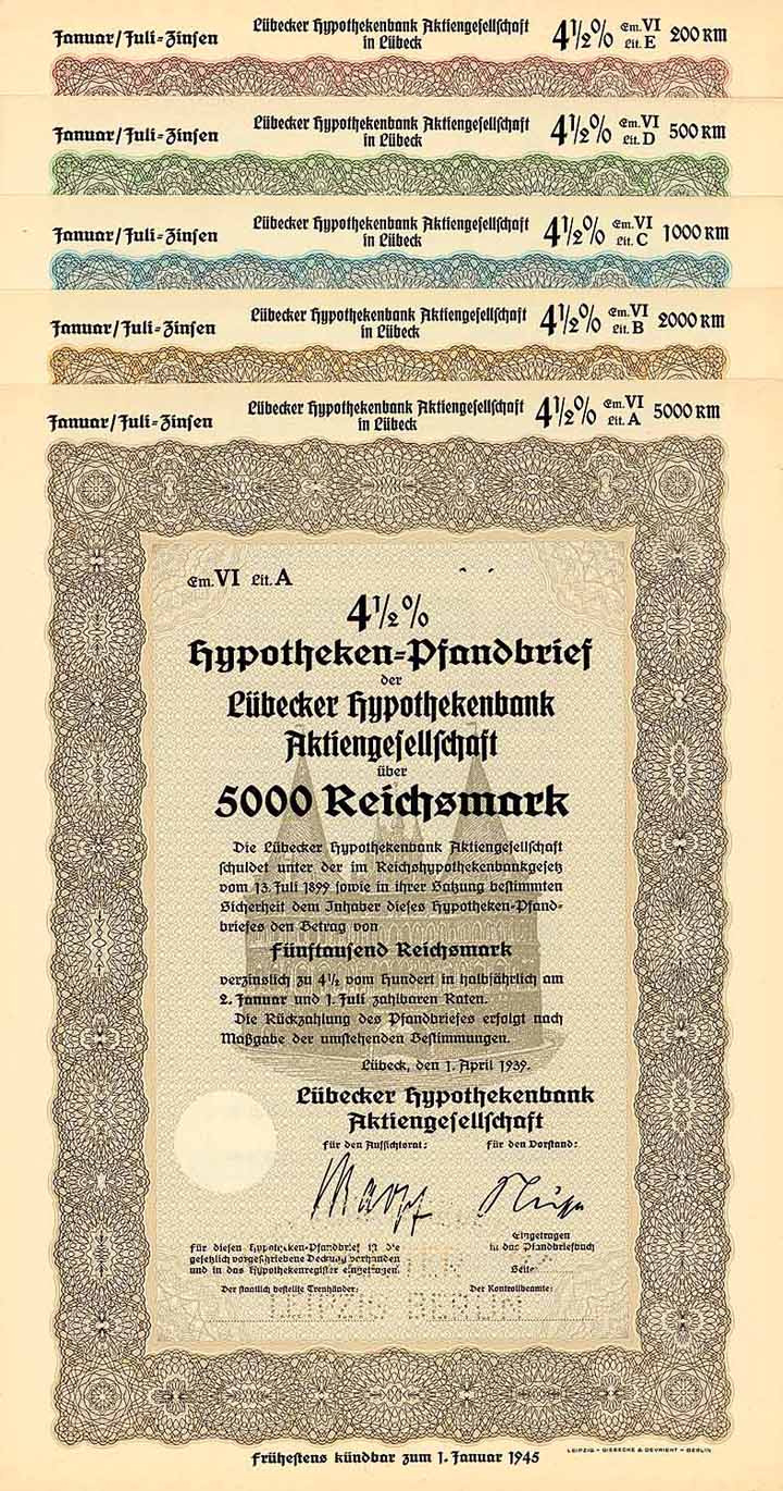 Lübecker Hypothekenbank AG (5 Stücke)