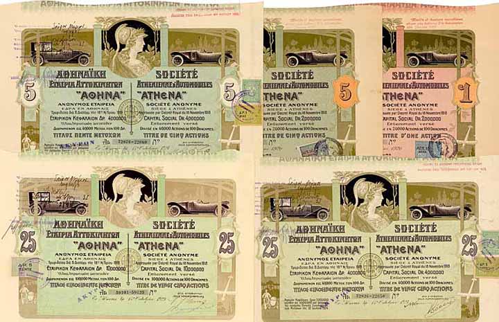 Soc. Athenienne d'Automobiles “Athena” S.A. (5 Stücke)