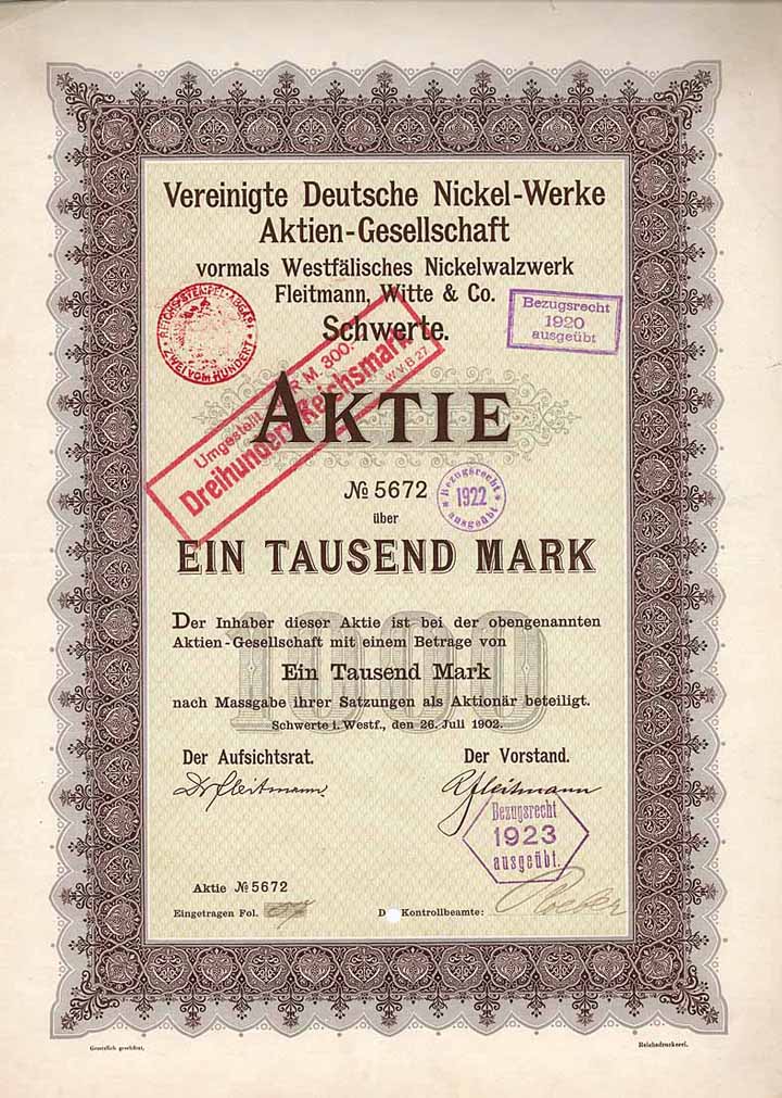 Vereinigte Deutsche Nickel-Werke AG vorm. Westfäl. Nickelwalzwerk