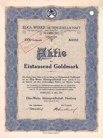 Elkawerke AG (vorm. Lübeck & Co.)