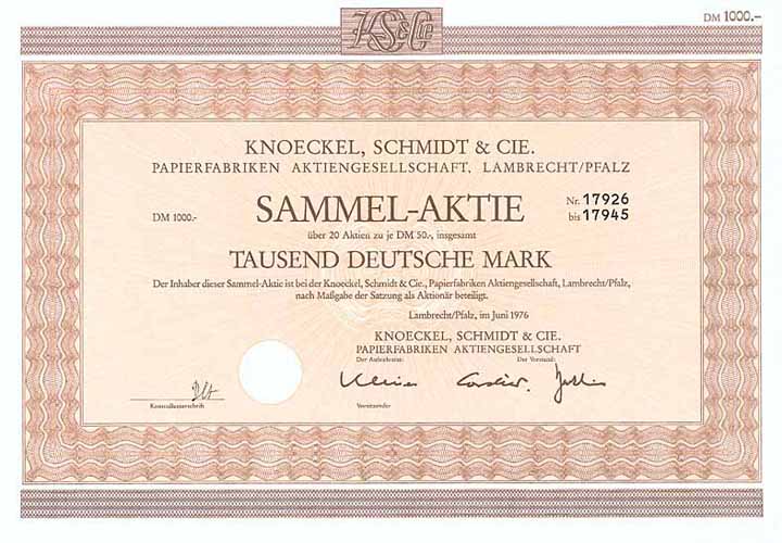 Knoeckel, Schmidt & Cie. Papierfabriken AG