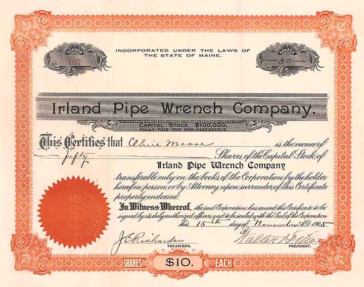 Irland Pipe Wrench Co.