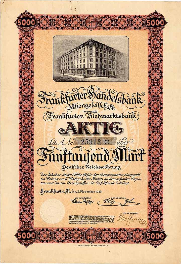 Frankfurter Handelsbank AG vorm. Frankfurter Viehmarktsbank
