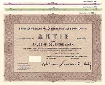 Braunschweigische Maschinenbauanstalt, kpl. Satz aller 13 DM-Aktien