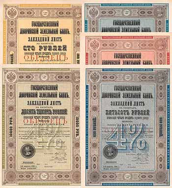 Reichs-Bodencredit-Bank für den Adel (25 Stücke, davon 14 Specimen, 1912- 1914 und 1916)
