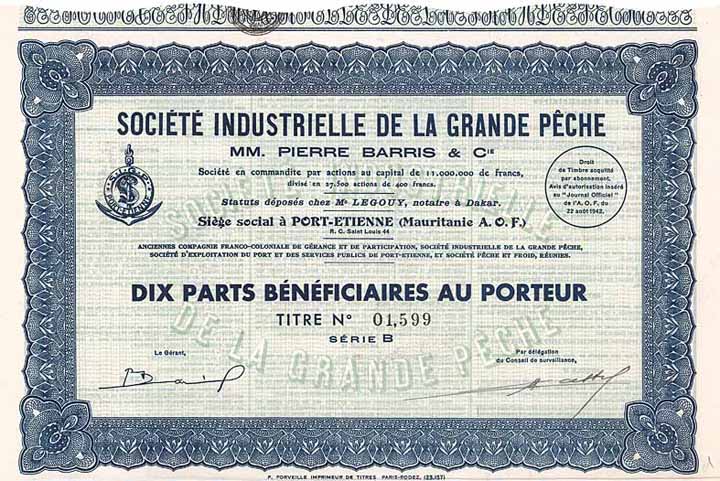 Soc. Industrielle de la Grande Peche MM. Pierre Barris & Cie.