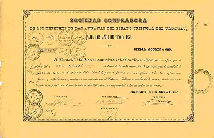 Soc. Compradora des los Derechos de las Aduanas del Estado Oriental del Uruguay