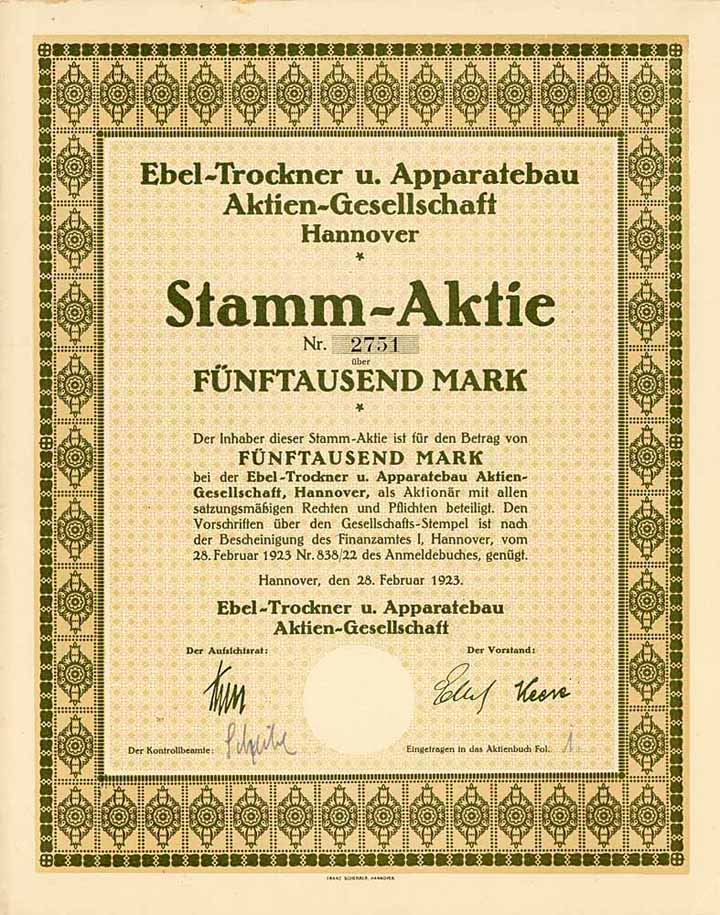 Ebel-Trockner u. Apparatebau AG