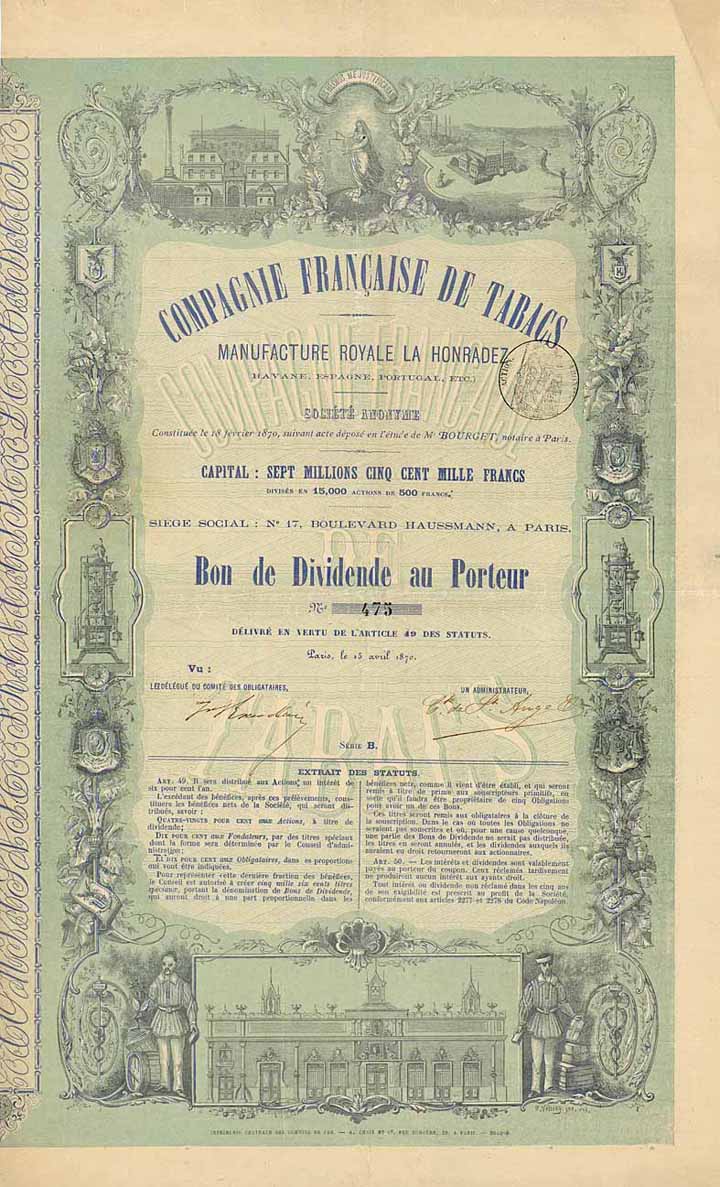 Cie. Française de Tabacs Manufacture Royale La Honradez S.A.