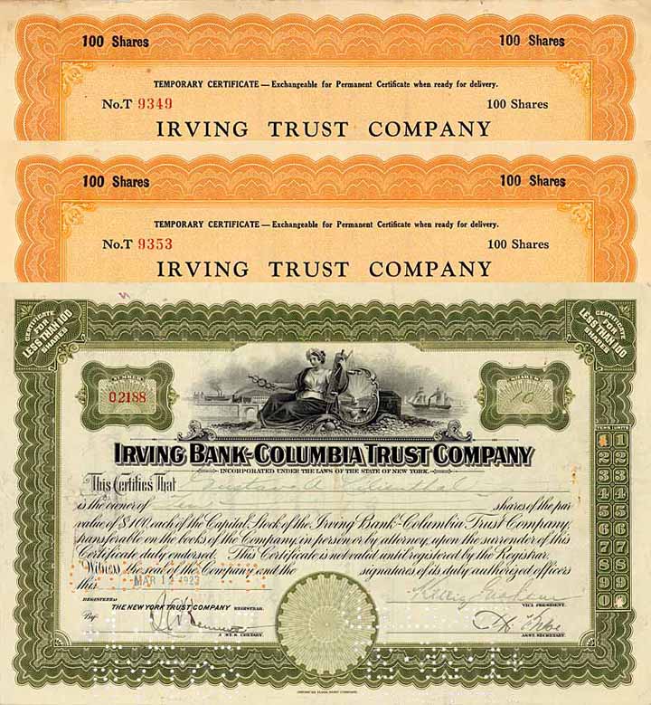 Irving Bank-Columbia Trust Co. (3 Stücke)