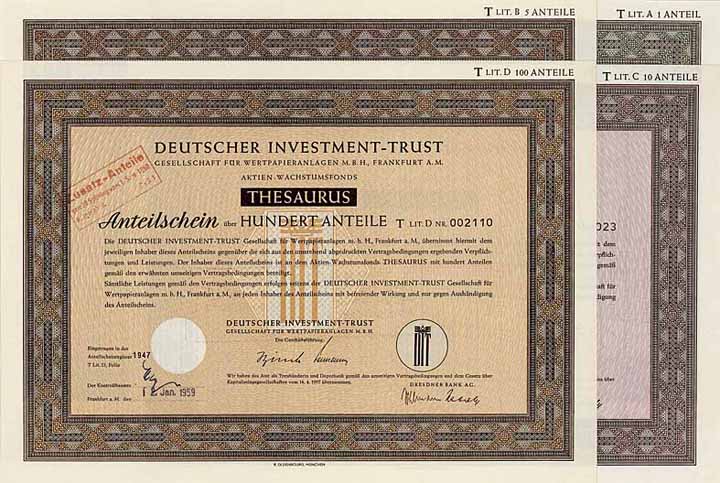 Deutscher Investment-Trust Gesellschaft für Wertpapieranlagen m.b.H. (4 Stücke)