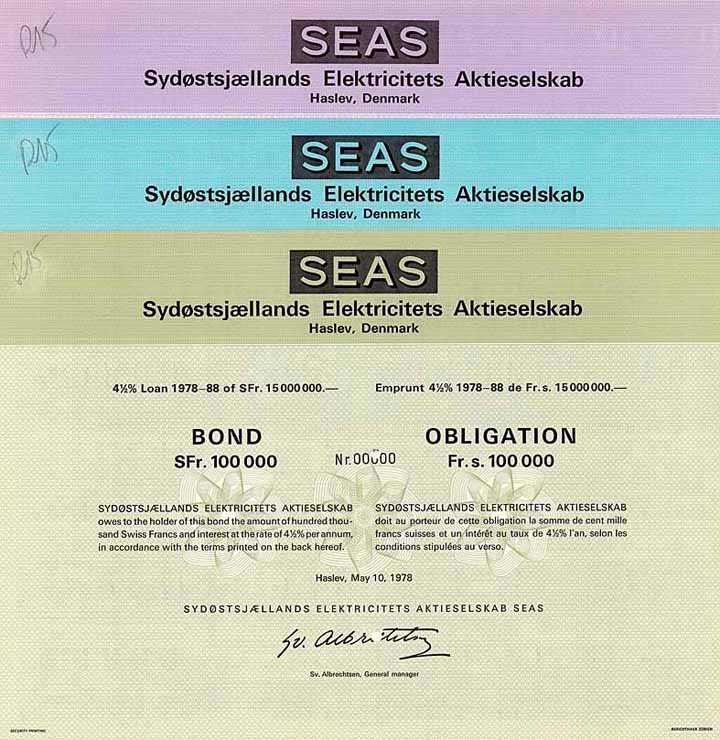 SEAS Sydostsjaellands Elektricitets AS (3 Stücke)