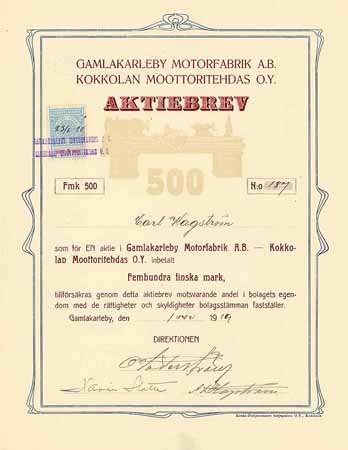 Gamlakarleby Motorfabrik A.B. (Kokkolan Moottoritehdas O.Y.)