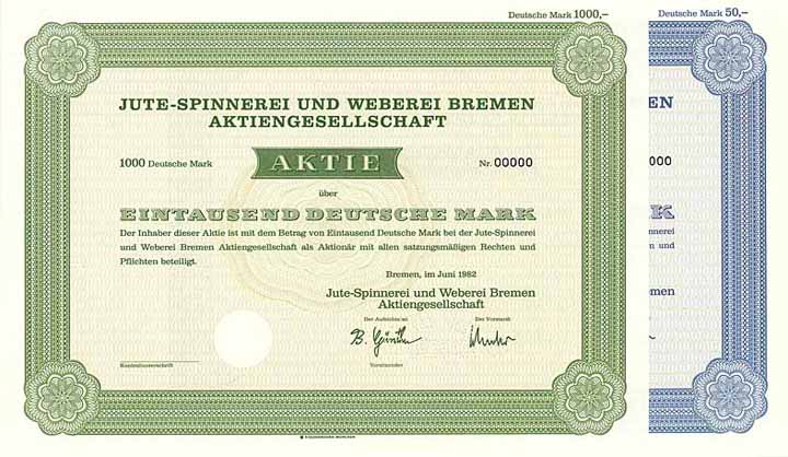 Jute-Spinnerei und Weberei Bremen AG (2 Stücke)