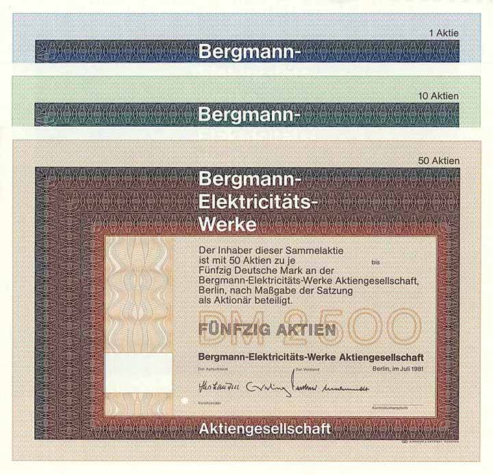 Bergmann-Elektricitäts-Werke AG (3 Stücke)