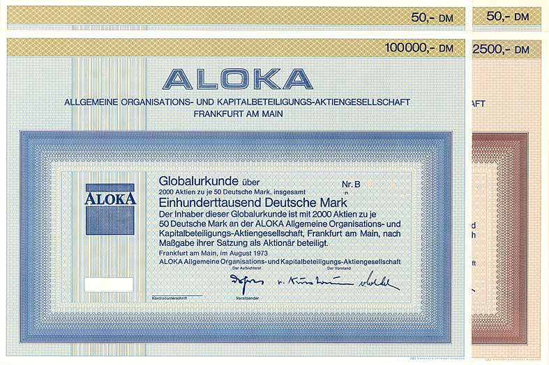 ALOKA Allgemeine Organisations- und Kapitalbeteiligungs-AG (4 Stücke)