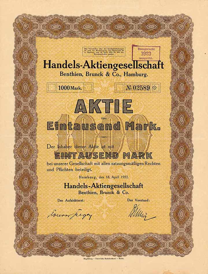 Handels-AG Benthien, Brunck & Co.