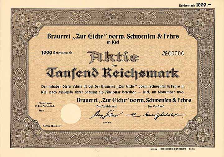 Brauerei “Zur Eiche” vorm. Schwensen & Fehrs