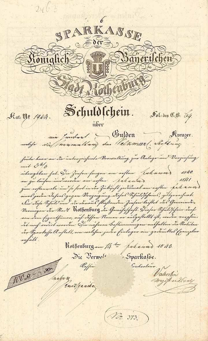 Sparkasse der Königlich Bayerischen Stadt Rothenburg