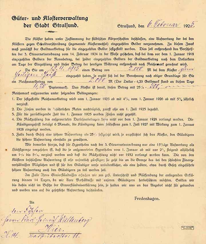 Güter- und Klosterverwaltung der Stadt Stralsund