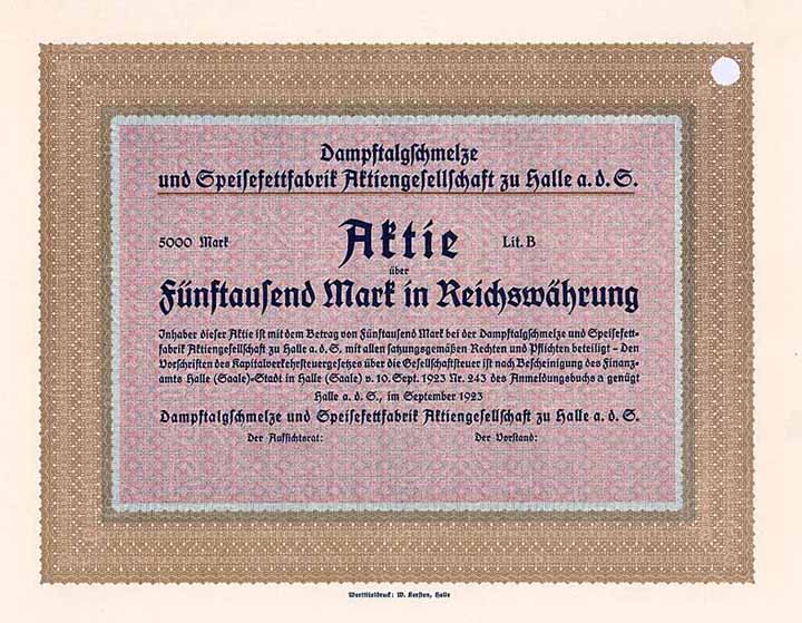 Dampftalgschmelze und Speisefettfabrik AG