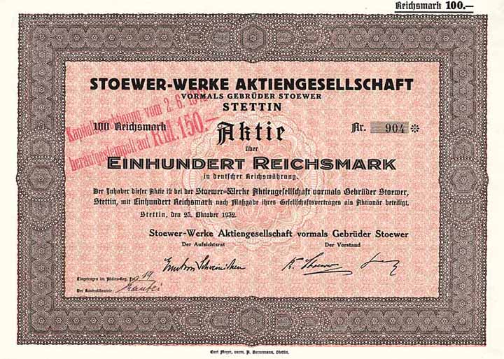 Stoewer-Werke AG vormals Gebrüder Stoewer