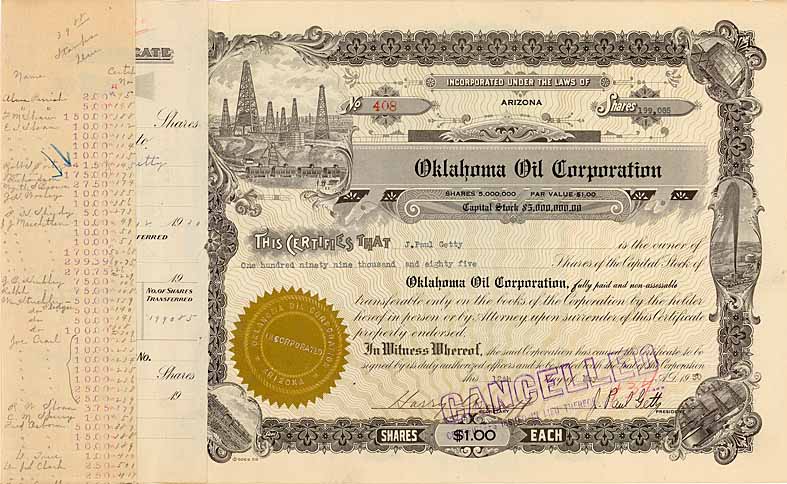 Oklahoma Oil Corp. (OU Jean Paul Getty)