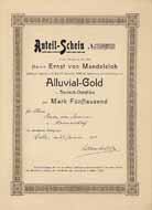 Ernst von Mandelsloh, Konzession zur Aufsuchung und Gewinnung von Alluvial-Gold in Deutsch-Ostafrika